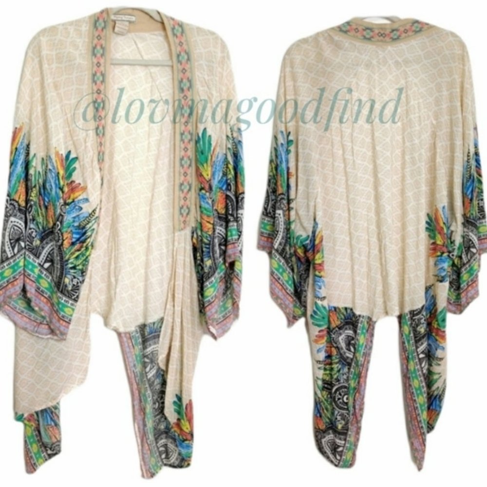 Flying Tomato Cream Open Front Kimono/Coverup sz M/L